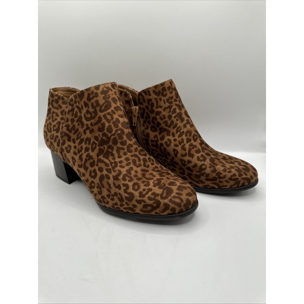 NEW Kim Rogers Cheetah Print Ankle‎ Boots Chunky Block Heel Size 7.5 - Picture 2 of 11